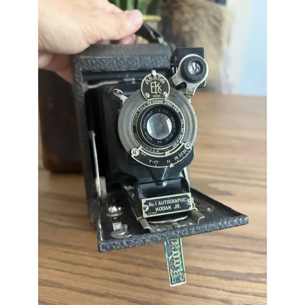 Antique Kodak Junior No 1 Autographic Model A Folding Camera With Leather Case